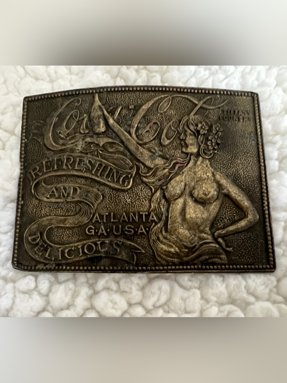 Vintage Tiffany Foundry Coca Cola Solid Brass Belt Buckle